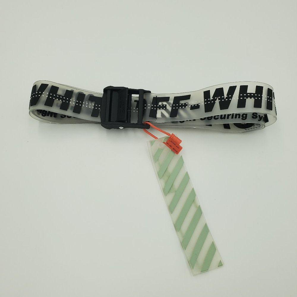 NWT-White Black/Transparent Rubber Industrial Style Belt
